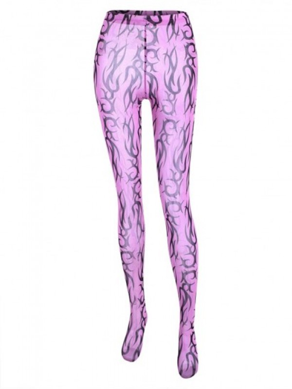 Scroll Print Mesh Footed Leggings Scroll Print Mesh Footed Leggings