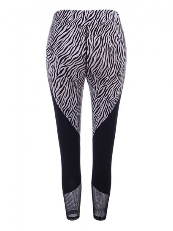 Zebra Fishnet Sheer Topstitch Ninth Leggings Zebra Fishnet Sheer Topstitch Ninth Leggings