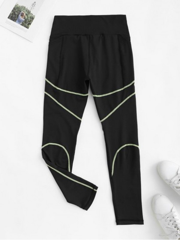 Topstitching Contrast Color Sports Leggings Topstitching Contrast Color Sports Leggings
