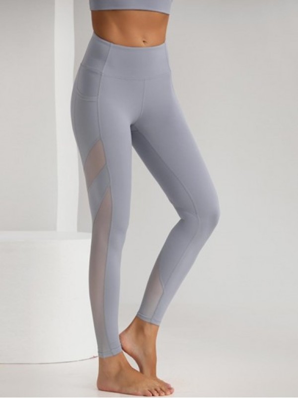 Mesh Spliced Running Sports Leggings With Phone Pocket Mesh Spliced Running Sports Leggings With Phone Pocket