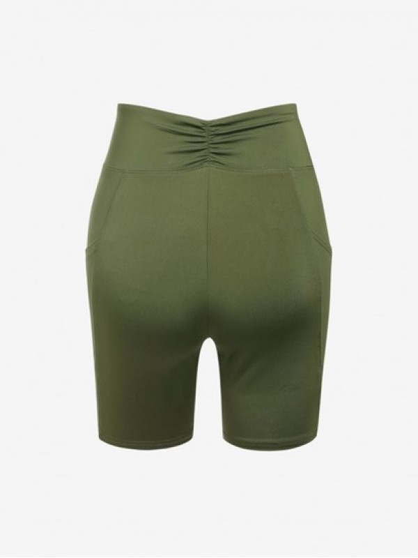 Ruched Solid V-waist Biker Shorts Ruched Solid V-waist Biker Shorts