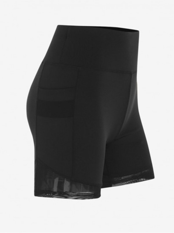 Sheer Mesh Spliced Pocket Solid Color Sports Gym Shorts Sheer Mesh Spliced Pocket Solid Color Sports Gym Shorts