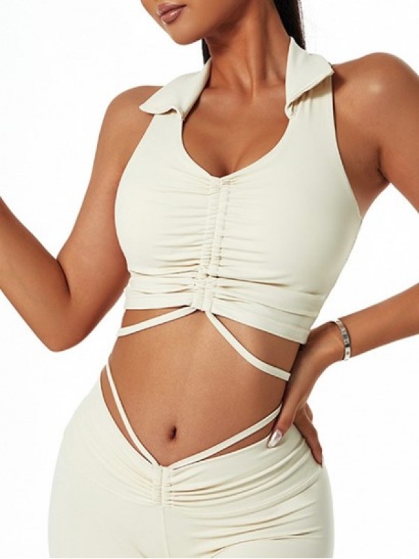 Solid Color Cinched Racer Back Sports Tank Top Solid Color Cinched Racer Back Sports Tank Top