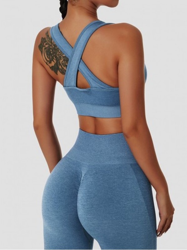 Solid Color Crisscross Back Sports Bra Solid Color Crisscross Back Sports Bra