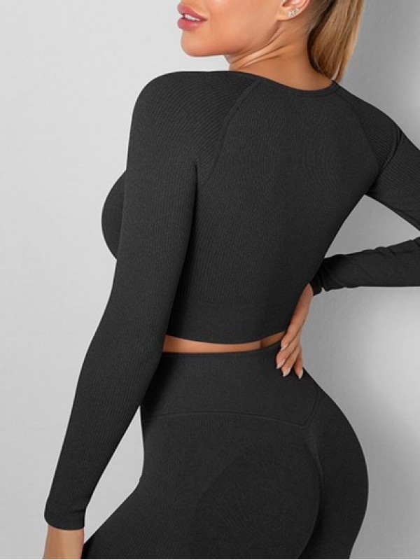 Ribbed Low Cut Scoop Yoga Sports Cropped Tee Ribbed Low Cut Scoop Yoga Sports Cropped Tee