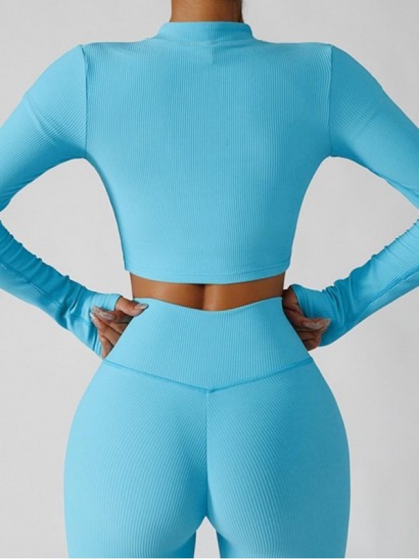 Zip Up Ribbed Running Yoga Gym Cropped Jacket Zip Up Ribbed Running Yoga Gym Cropped Jacket