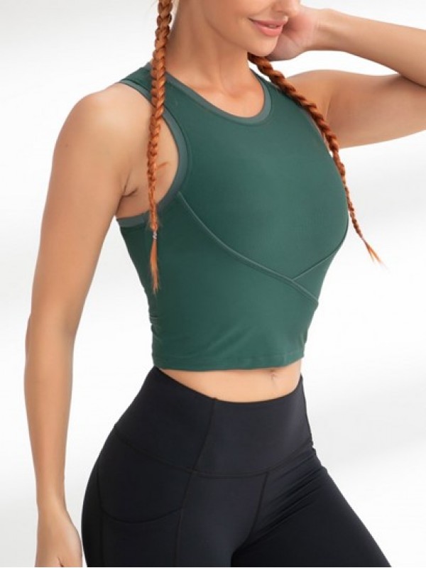 Solid Color Ribbed Running Tank Top Solid Color Ribbed Running Tank Top