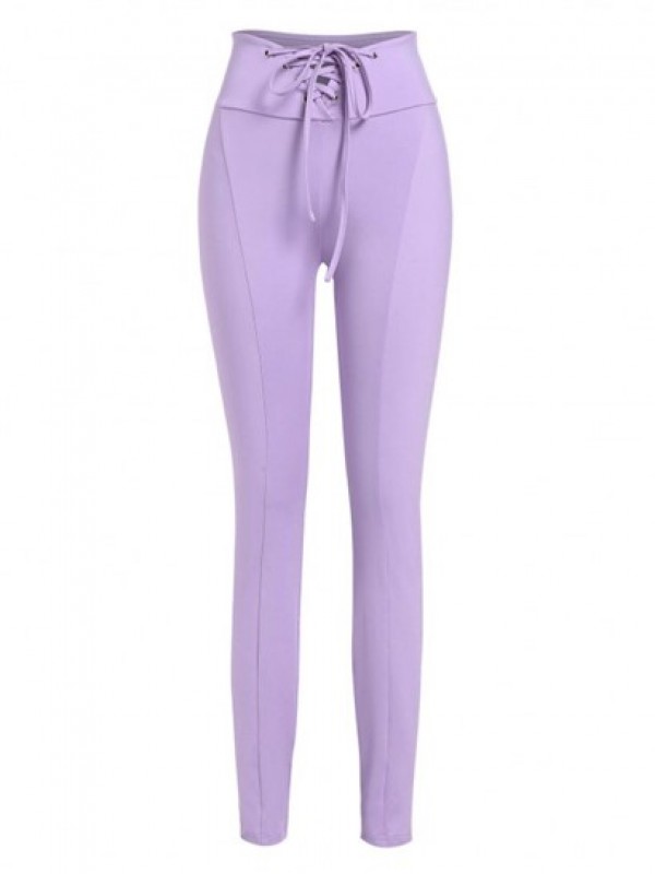 Solid Lace Up High Waisted Leggings Solid Lace Up High Waisted Leggings