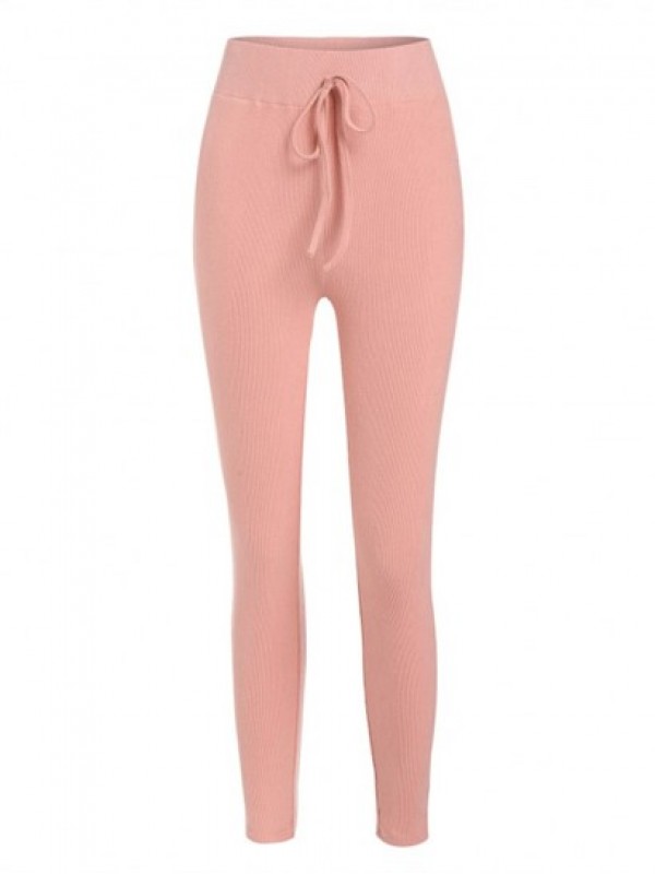 Solid Ribbed Tie High Waisted Leggings Solid Ribbed Tie High Waisted Leggings