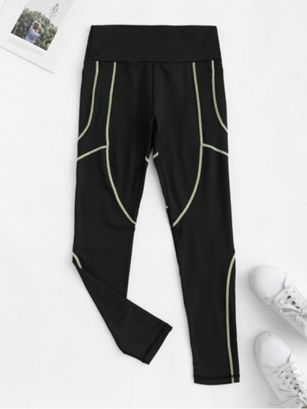 Topstitching Contrast Color Sports Leggings Topstitching Contrast Color Sports Leggings