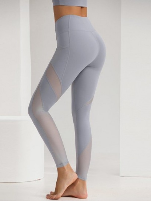 Mesh Spliced Running Sports Leggings With Phone Pocket Mesh Spliced Running Sports Leggings With Phone Pocket