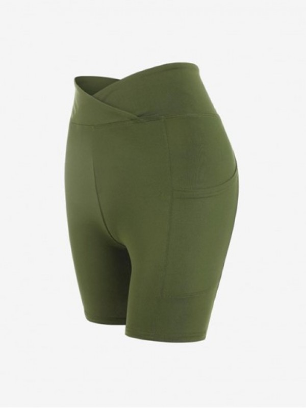 Ruched Solid V-waist Biker Shorts Ruched Solid V-waist Biker Shorts