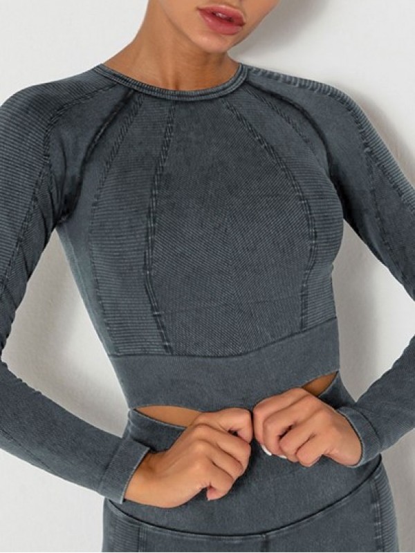 Raglan Sleeves Ribbed Sports Long Sleeves Tee Raglan Sleeves Ribbed Sports Long Sleeves Tee