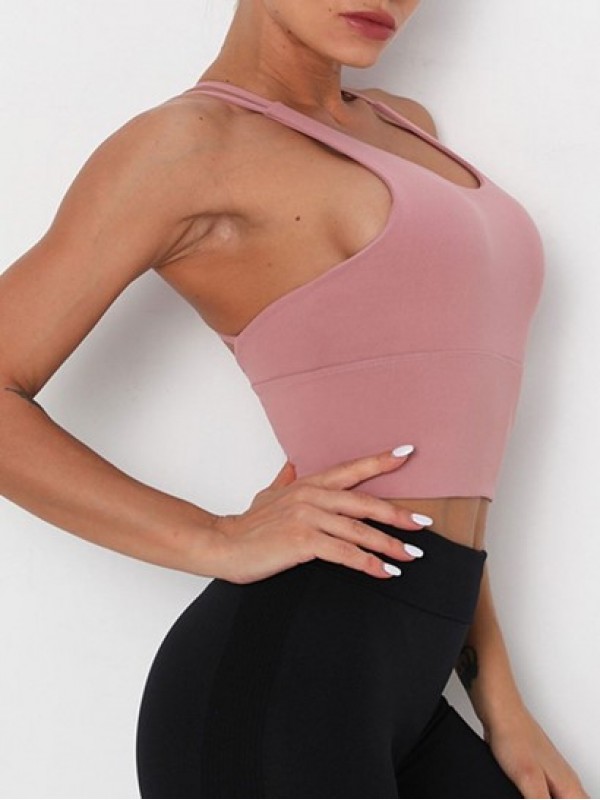 Spaghetti Strap Solid Color Criss-Cross Sports Bra Spaghetti Strap Solid Color Criss-Cross Sports Bra