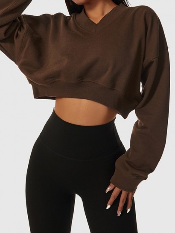 Solid Color V Neck Sports Sweatshirt Solid Color V Neck Sports Sweatshirt