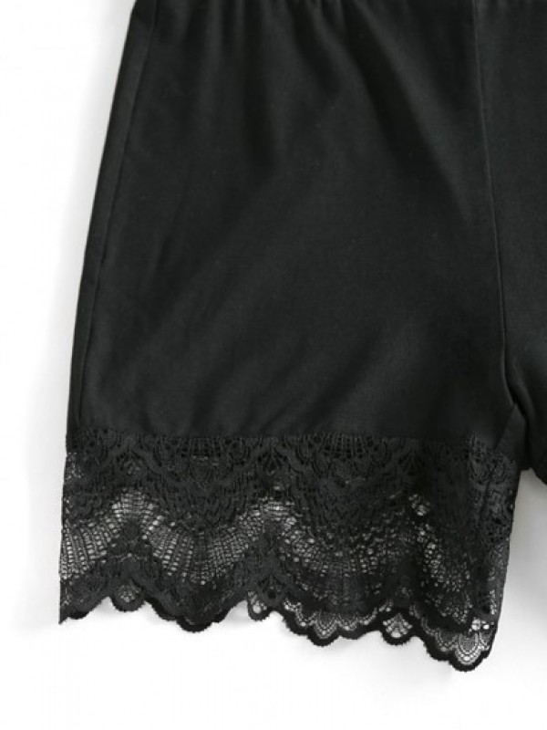 Solid Lace Panel Layering Slip Shorts Solid Lace Panel Layering Slip Shorts