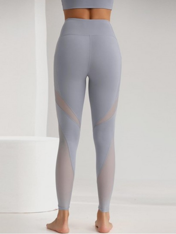 Mesh Spliced Running Sports Leggings With Phone Pocket Mesh Spliced Running Sports Leggings With Phone Pocket