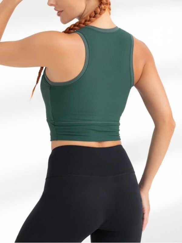 Solid Color Ribbed Running Tank Top Solid Color Ribbed Running Tank Top